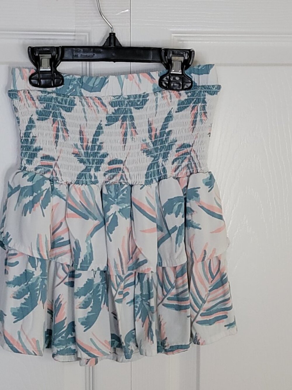 Grayson Threads Girls Strapless Smocked Top Blue Pink Floral Tiered Ruffle M 8 - Picture 3 of 9